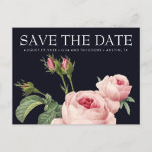 Rosa Vintage-Rose blau Hochzeit save the date