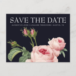 Rosa Vintage Rose Blau WEDD speichern Sie das Datu Ankündigungspostkarte