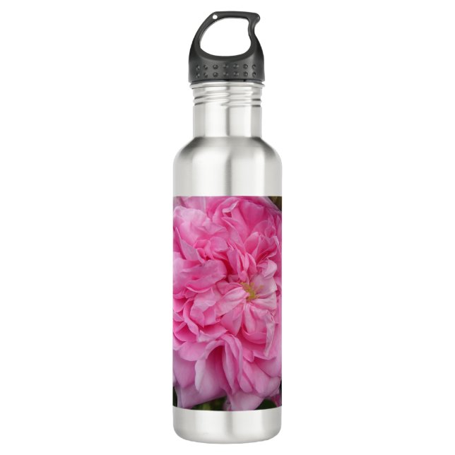 Rosa Vintage Rose Blume Edelstahlflasche (Vorderseite)