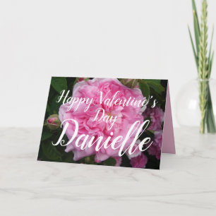 Rosa Vintage-Rose Blumen Valentinstag Karte