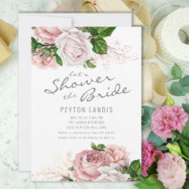 Rosa Vintage Rose Blumenweißes Brautparty Einladung