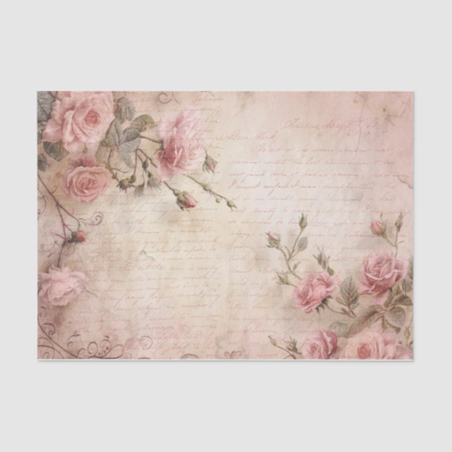 Rosa Vintage Rose Dekoupage Pattern Seidenpapier (Vorderseite)