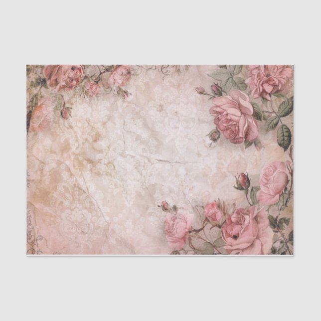 Rosa Vintage Rose Dekoupage Pattern Seidenpapier (Vorderseite)