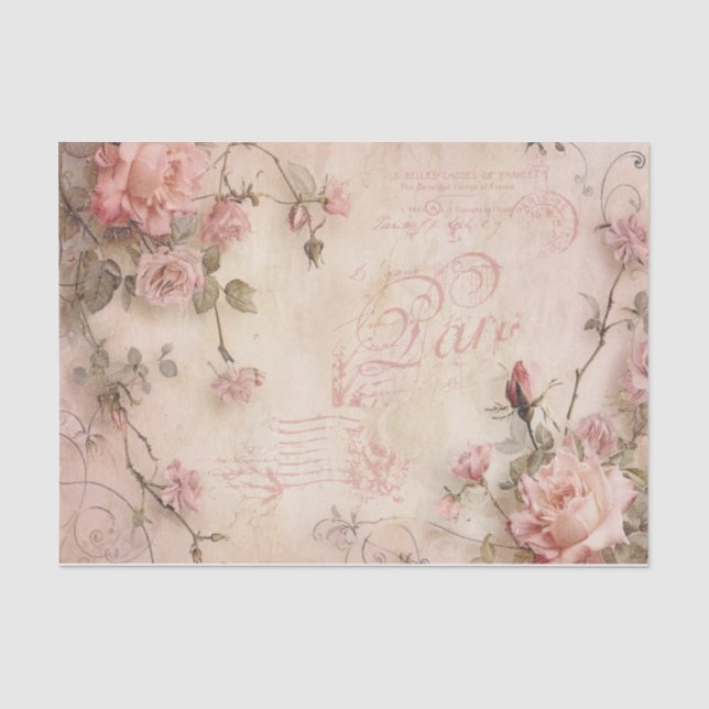 Rosa Vintage Rose Dekoupage Pattern Seidenpapier (Vorderseite)