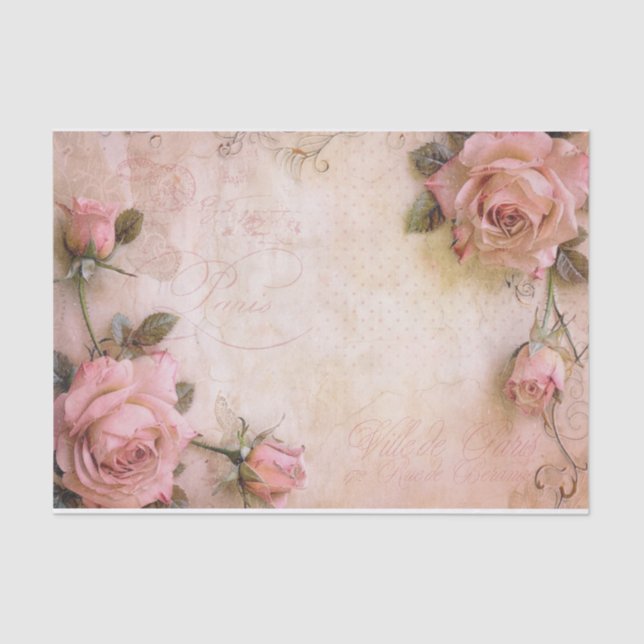 Rosa Vintage Rose Dekoupage Pattern Seidenpapier (Vorderseite)