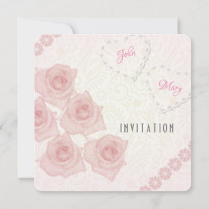 Rosa Vintage Rose Einladung zum Ehepaar