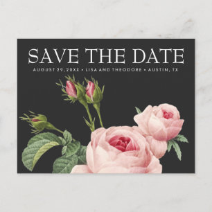 Rosa Vintage Rose Gray WEDDING speichern das Datum Ankündigungspostkarte