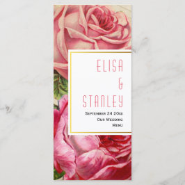 Rosa Vintage Rose Hochzeitskarte Menükarte