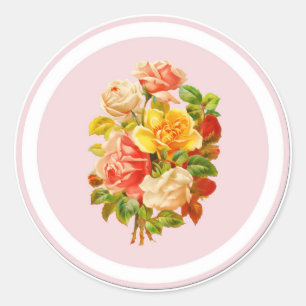 Rosa Vintage Rose Runder Aufkleber
