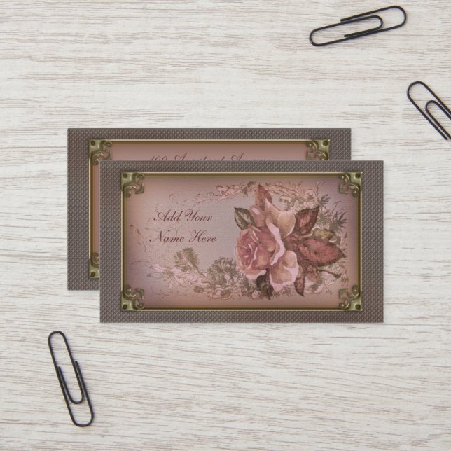 Rosa Vintage Rose Visitenkarte (Vorderseite/Rückseite Beispiel)