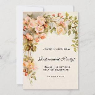 Rosa Vintage-Rosen Antiquität Florale Ruhestandsfe Einladung