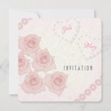 Rosa Vintage-Rosen-Einladung eines Paares