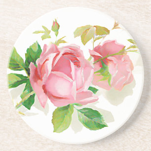 Rosa Vintage Rosen Getränkeuntersetzer