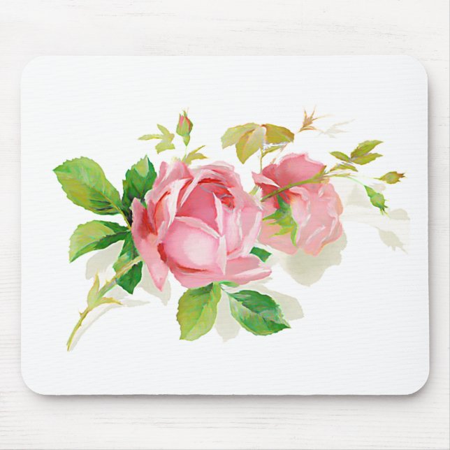 Rosa Vintage Rosen Mousepad (Vorne)