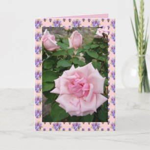 Rosa Vintage-Rosen Rosengarten Blumen Karte