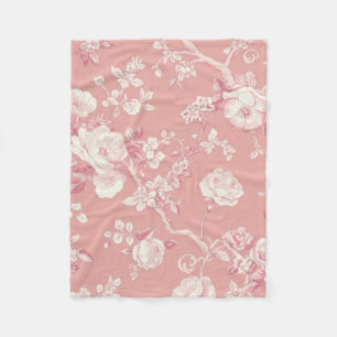 Rosa Vintage-Rosen-Toile-Blumenmuster Fleecedecke