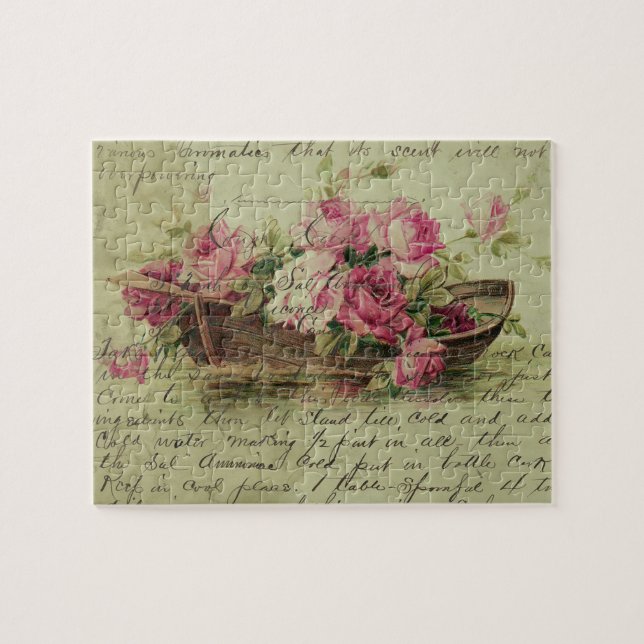 Rosa Vintage-Rosen und Boot (Horizontal)