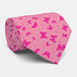 Rosa Vintage-Schmetterlingsmotiv Muster Krawatte
