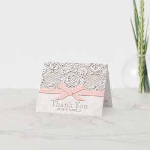 Rosa Vintage-Spitzen-Dankeskarten für die Hochzeit Dankeskarte
