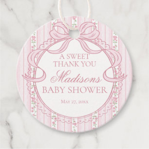 Rosa Vintage-verschlungene Blumen Baby Shower Krei Geschenkanhänger