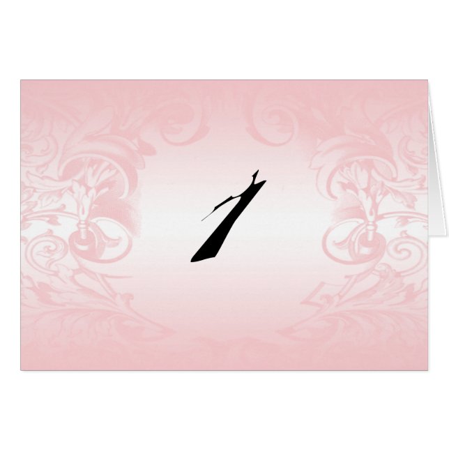 Rosa Vintage Wedding mit BlumenTischnummer (Vorderseite (Horizontal))