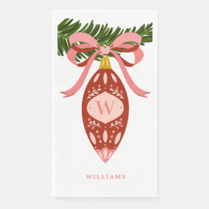 Rosa vintage Weihnachtsbaumschmuck Monogramm Serviette