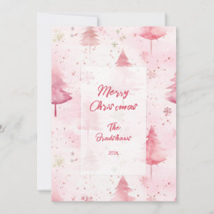 Rosa Vintage-Weihnachtskiefern  Feiertagskarte