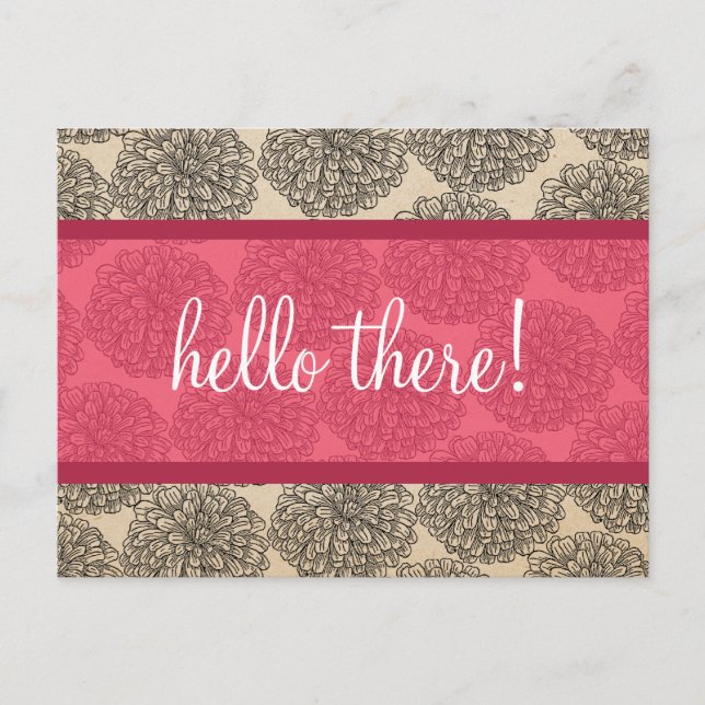 Rosa Vintage Zinnia Postkarte (Vorderseite)