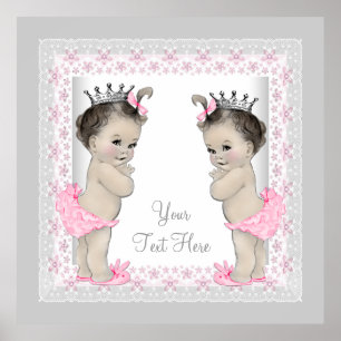 Rosa Vintage Zwillings-Baby Mädchen Prinzessin Poster