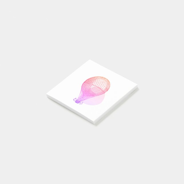 Rosa Vintager Heißluftballon - Sticknotizen Post-it Klebezettel (angewinkelt)