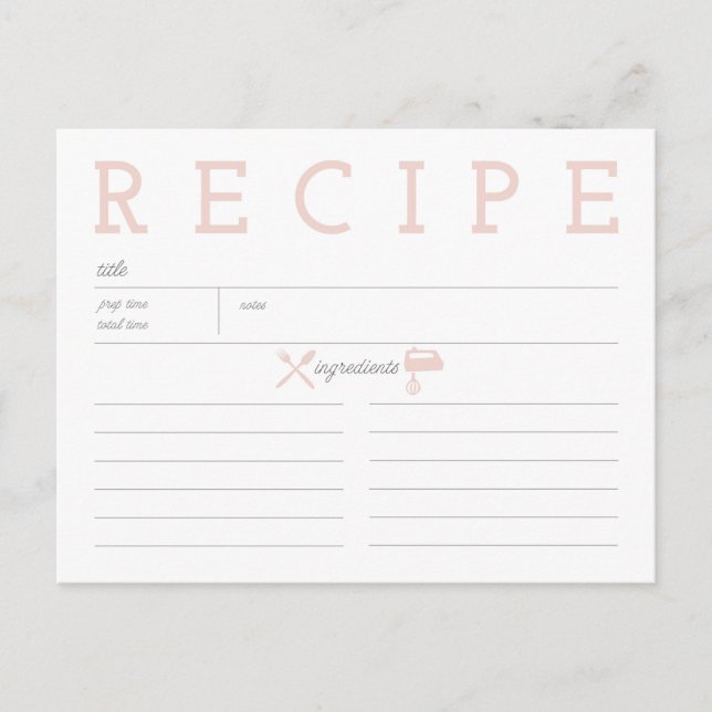 Rosa Vintager Küchen-Begleiter Postkarte (Vorderseite)