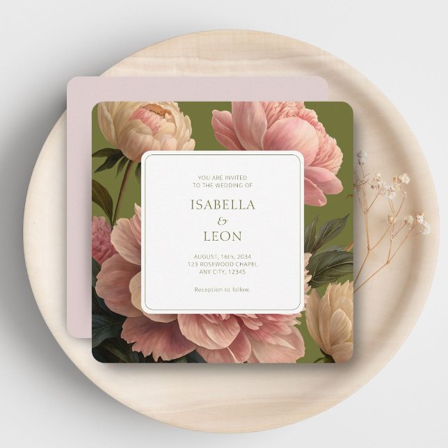 Rosa | Vintages Olivenöl und Rose Einladung (Von Creator hochgeladen)