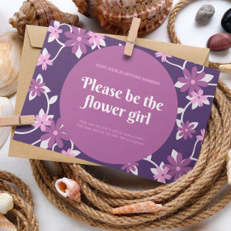 Rosa Violet Illustriert Blume Girl Wedding Card Einladung
