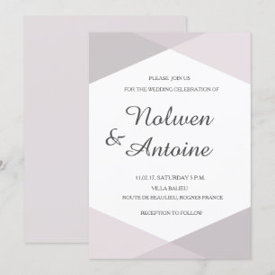 Rosa-violett geometrisch elegante Hochzeit Einladung
