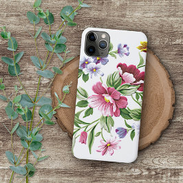 Rosa Violett Lila Blumenmuster iPhone 16 Pro Max Hülle