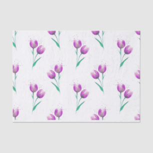 Rosa Violett Tulips Wasserfarbenes Muster Seidenpapier