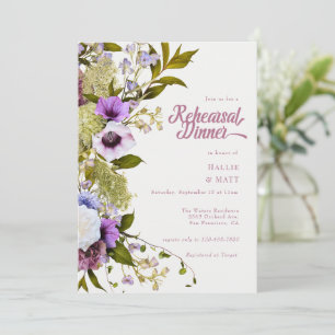 Rosa violette Blumen Abendessen Probe Einladung