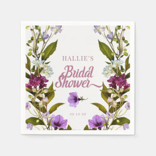 Rosa violette Blumen Bloom Bridal Shower Serviette