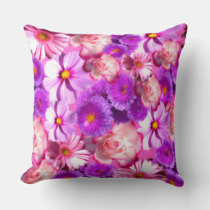 Rosa violette Blumen Kissen