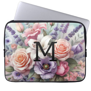 Rosa violette Blütenblumen Laptopschutzhülle