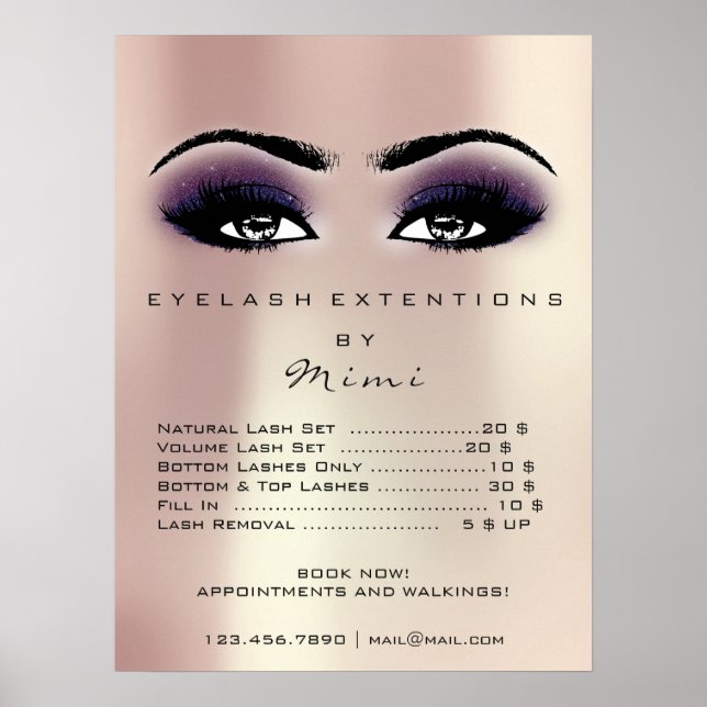 Rosa violette Haut Makeup Augen Lashes Preise Poster (Vorne)