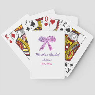Rosa violetter Bogen Glitter Brautparty Name Spielkarten