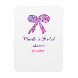 Rosa violetter Bogen Glitter Brautschauer Name Magnet