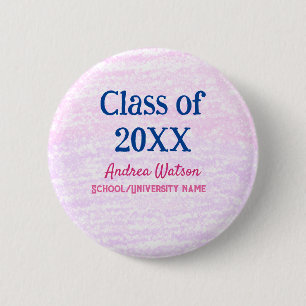 Rosa violetter Glitter-Abschlussjahrgang Name yea Button