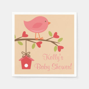 Rosa Vogel-Babyparty-Servietten Serviette