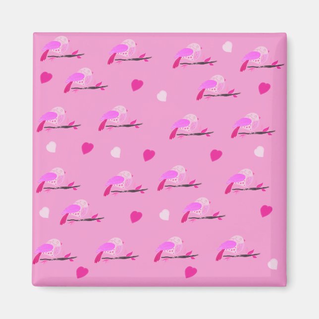 Rosa Vogel Magnet (Vorne)