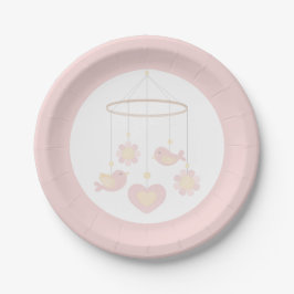 Rosa Vögel Nesting Party Pappteller