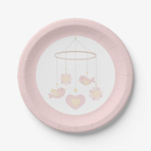 Rosa Vögel Nesting Party Pappteller