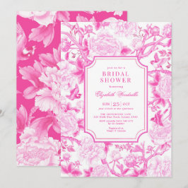 Rosa Vögel & Peonies Chinoiserie Brautparty Einladung
