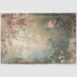 Rosa Vogel Shabby Chic Floral Art Deco Stil Seidenpapier